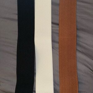 BRAND NEW Set of Three Elastic Belts - Black, White, and Brown